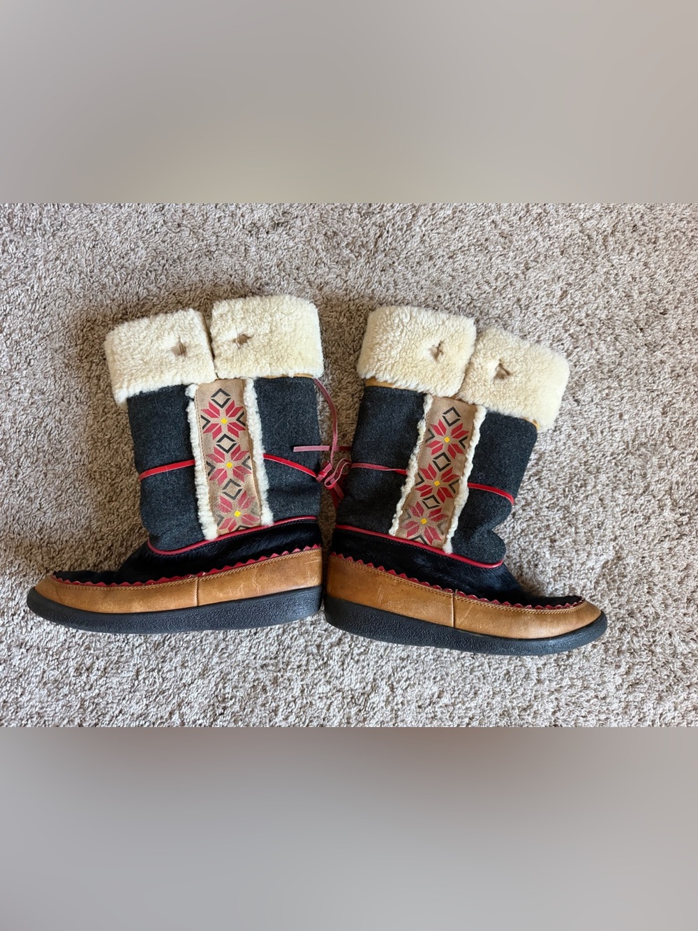 Vintage real fur Italian Technica boots sz 40